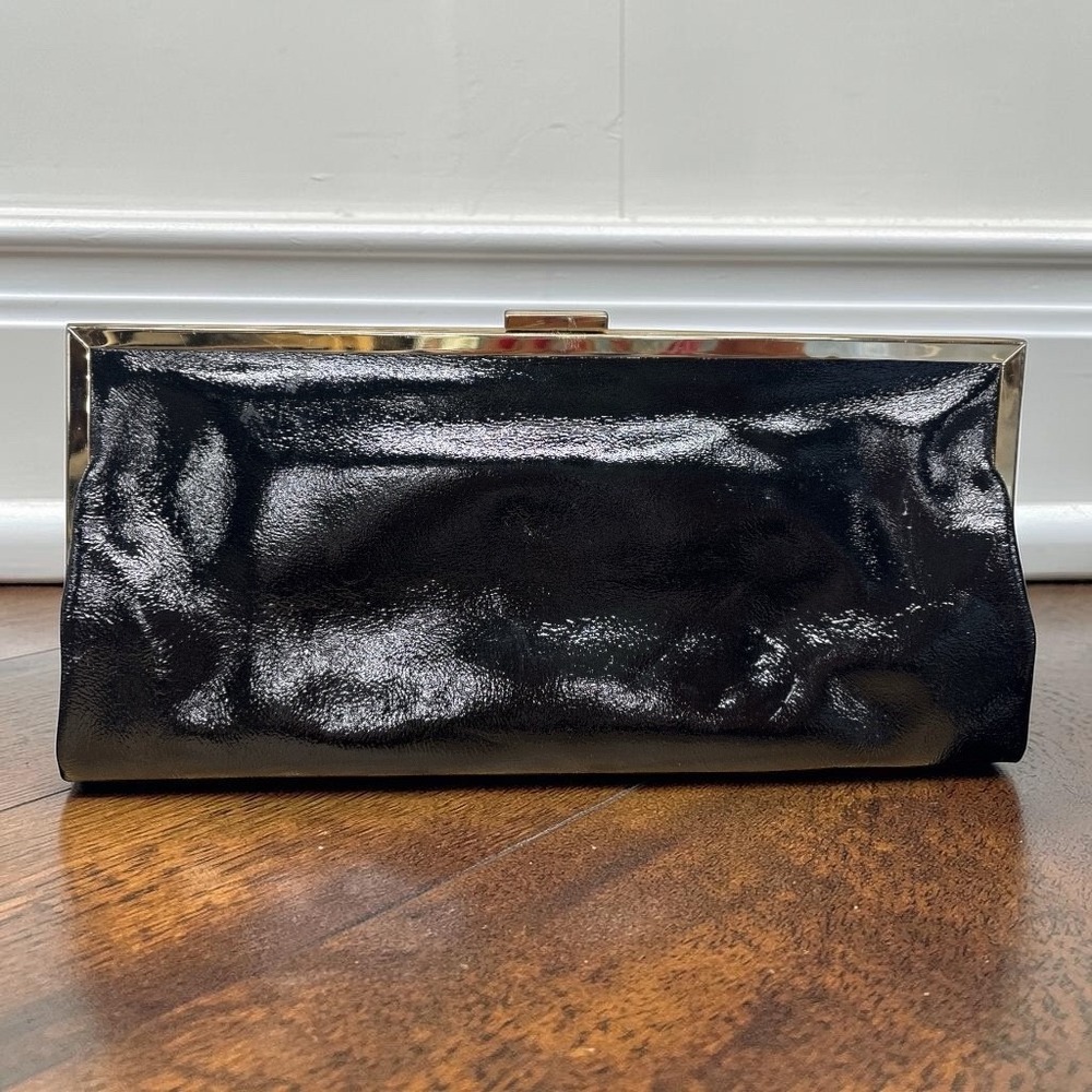 Hobo International VTG Black Leather Clutch Purse Bag Houndstooth Lined 2 Frame